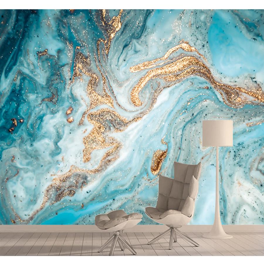 Мраморные 3d обои для гостиной, блестящие обои, домашний декор, синие мраморные фрески