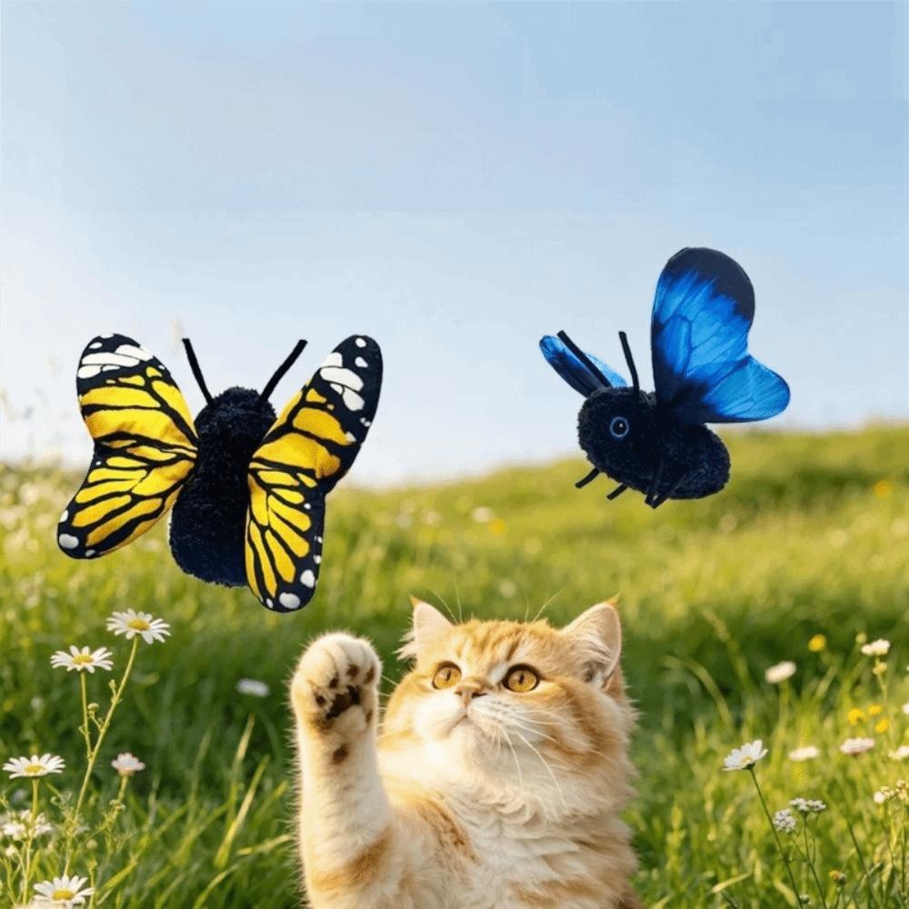 Multiple Modes Butterfly Cat Teaser Hanging Elastic String Feline Toy Kittens