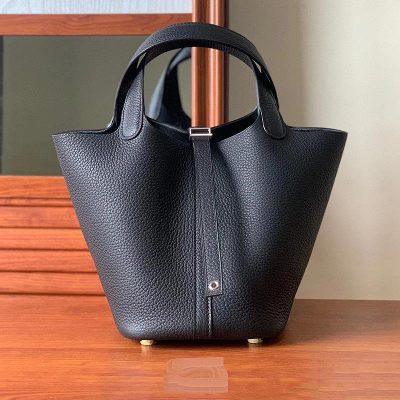 Новая женская сумка из натуральной кожи с корзиной для овощей и кожзаменителем Togo Leather Lychee Pattern Bucket Bag Bag