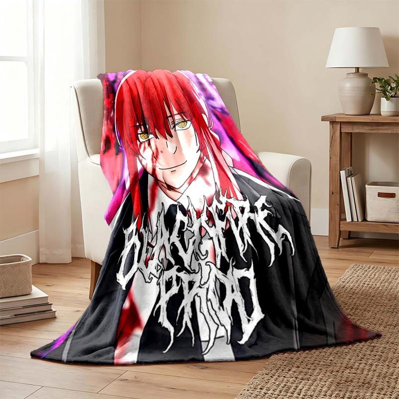 Chainsaw Man blanket Flannel Blanket Soft Cozy Plush Throw for Sofa Bed Lightweight Home Decor