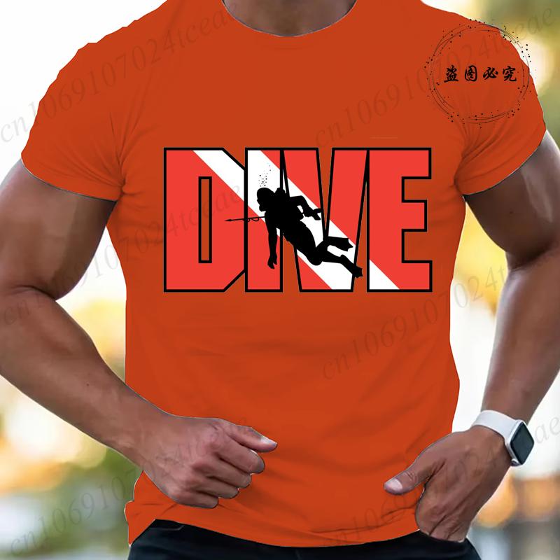 Новая модная футболка для мужчин, повседневная, с коротким рукавом, хип-хоп, уличная одежда, футболка с принтом SCUBA Dive, пуловер, мужская, женская, футболка, топы