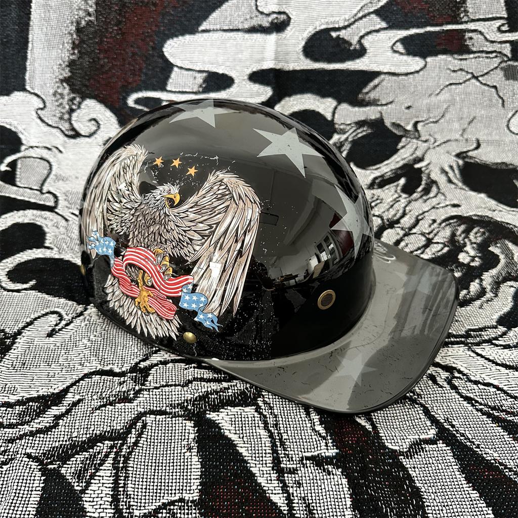 Мото Ретро Бейсбольный Шлем Мотоциклетный Шлем Скутер Мужской и Женский Уличная Мода Половинный Шлем