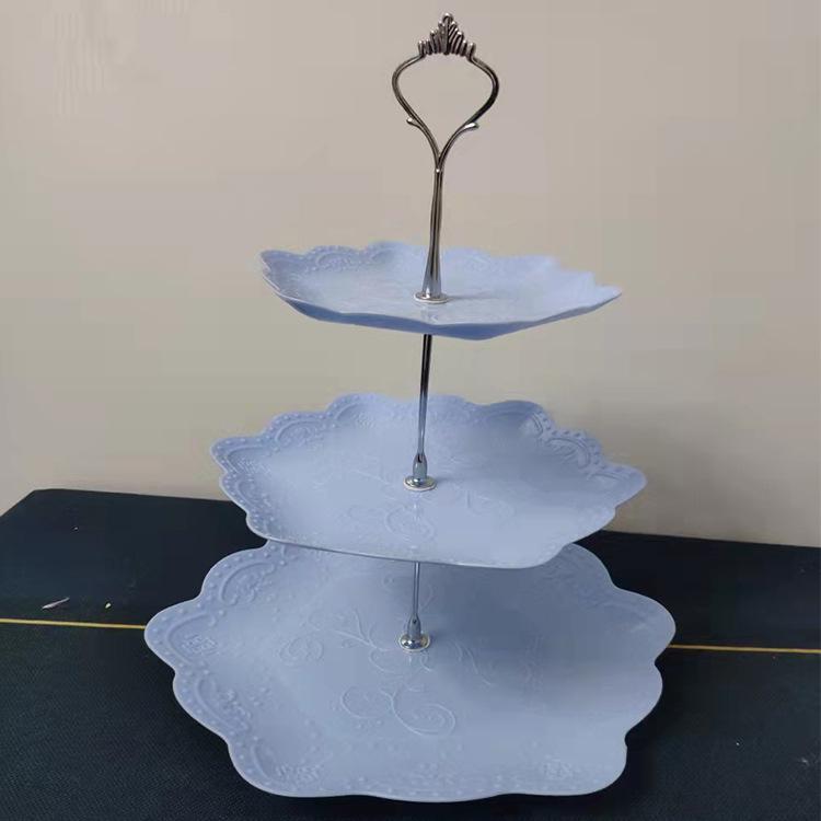 Трехъярусная подставка для торта к европейскому полуденному чаю - креативный многослойный пластиковый поднос для десертов и фруктовая тарелка