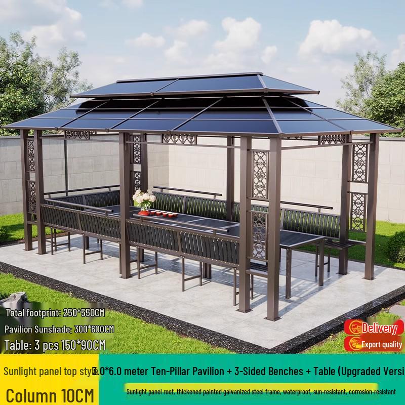 Aluminum Alloy Garden Gazebo: New Chinese Style Outdoor Courtyard Sunshade Pavilion