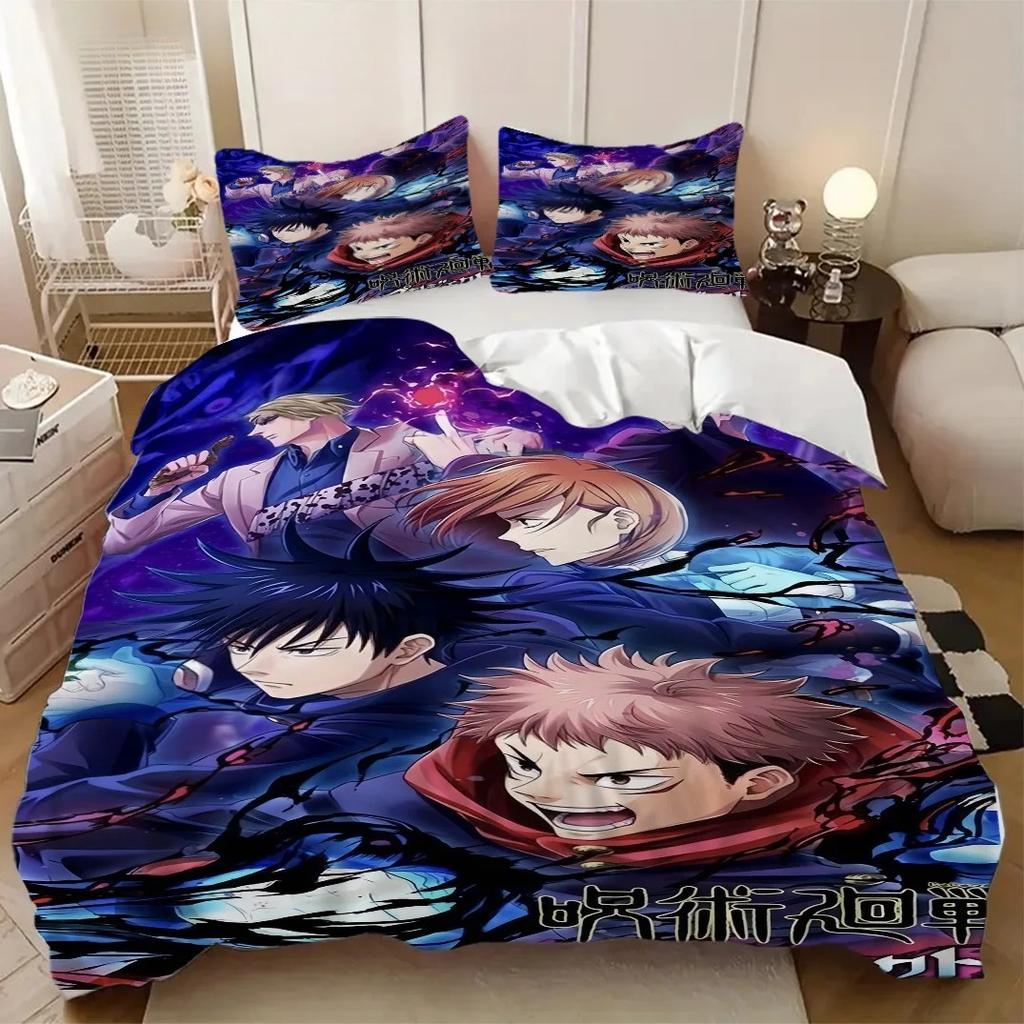 Duvet Cover Pillowcase Jujutsu Kaisen Satoru Gojo Bedding Set 2/3piece set Adult Kid Bedroom Single Large Size Home Textiles