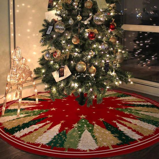 Christmas Tree Skirt Soldier Xmas Tree Pattern Decorative Tree Cover Cozy Tree Skirt Christmas Festival Accessory