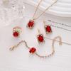 Women's Rhinestone Jewelry Set: Geometric Necklace, Ring, Bracelet & Earrings - 4-Piece Bridal Collection
