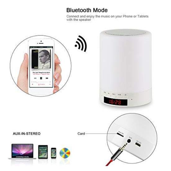Беспроводной цветной ночник-цилиндр, Bluetooth-совместимая колонка, будильник, домашний декор