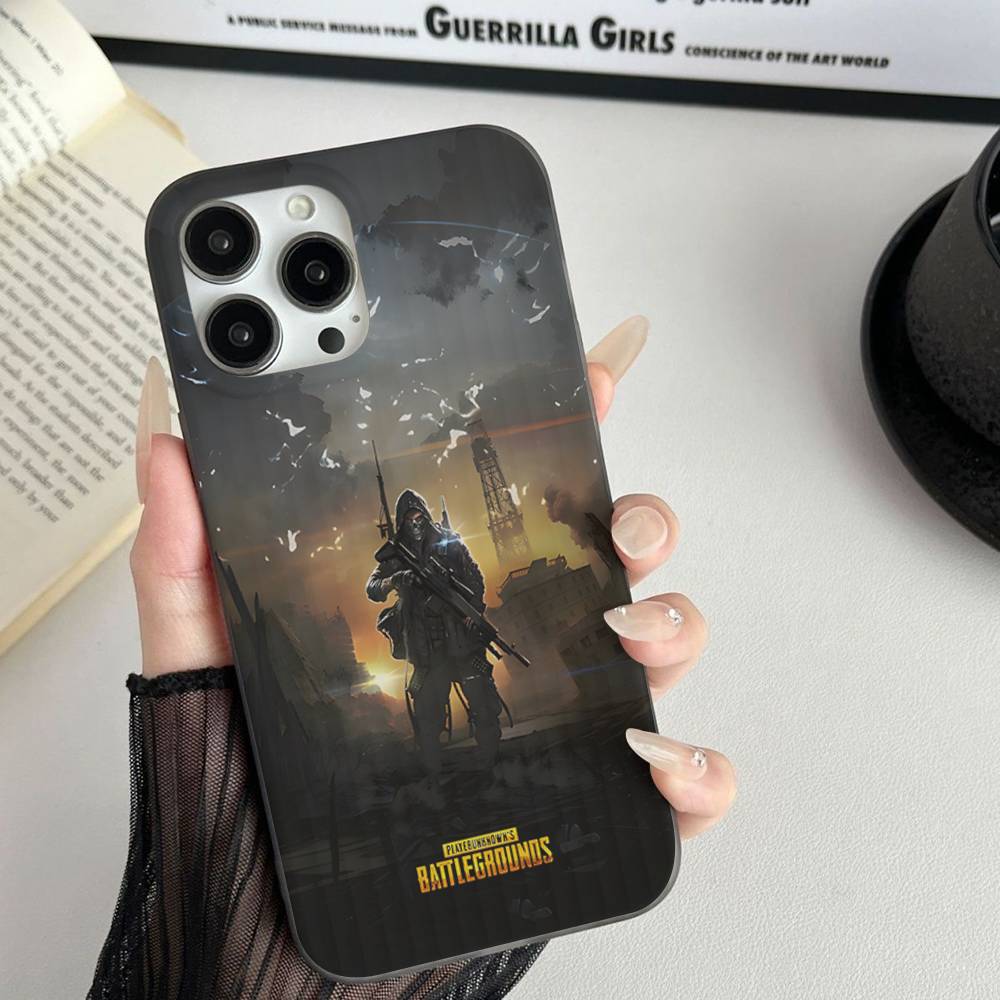 Чехол для телефона P-PUBG B-BATTLEGROUNDS For iPhone 16 15 11 12 13 14 17 Pro Max PLUS Pro, мягкий гофрированный силиконовый задний чехол