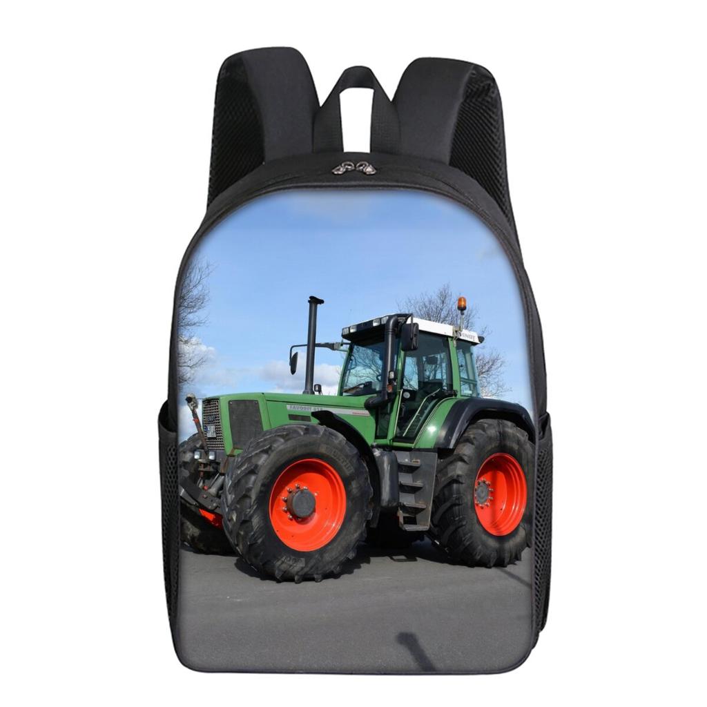 Excavator Printing Single Layer Backpack for Boy and Girls Best Gifts 2D Flat Cartoon School Bags for Children