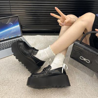 Универсальные британские коричневые ретро маленькие кожаные туфли 2025 осень и зима новые лоферы на платформе с утолщенной подошвой женские