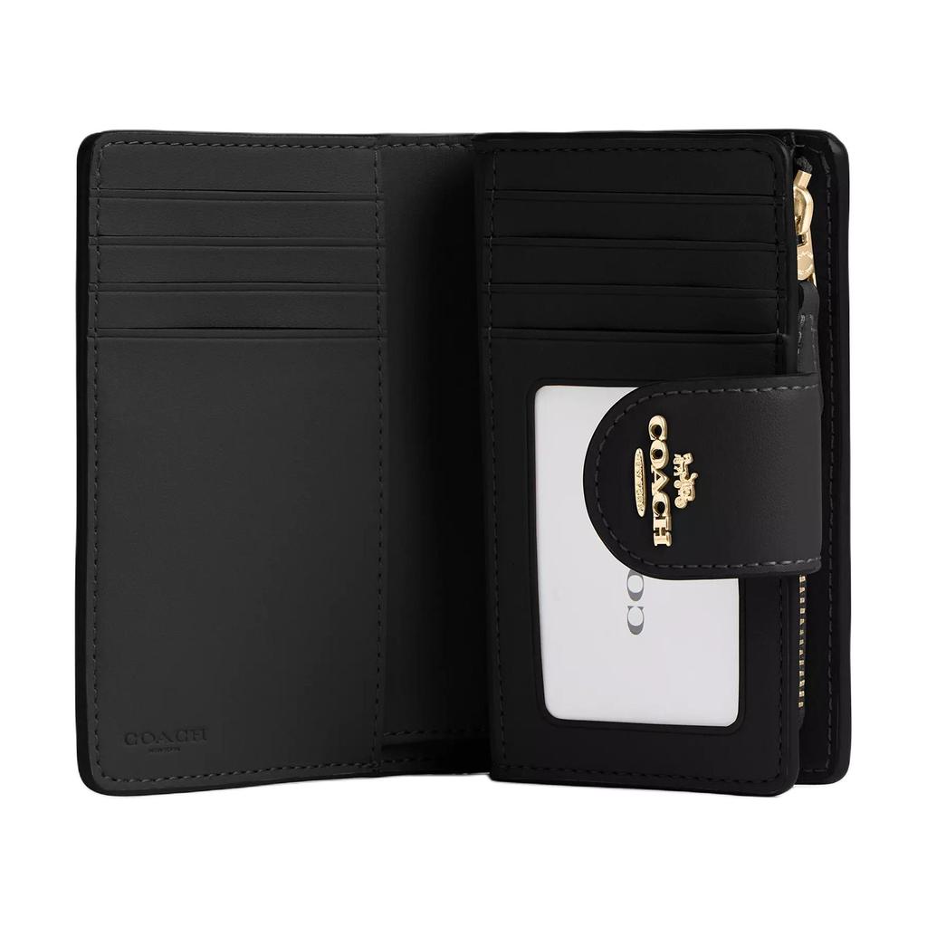 New COACH SignatureCanvas High Quality Leather Wallet Medium Size Women's Walnut Wood With Black Accents CW786-IMXAQ