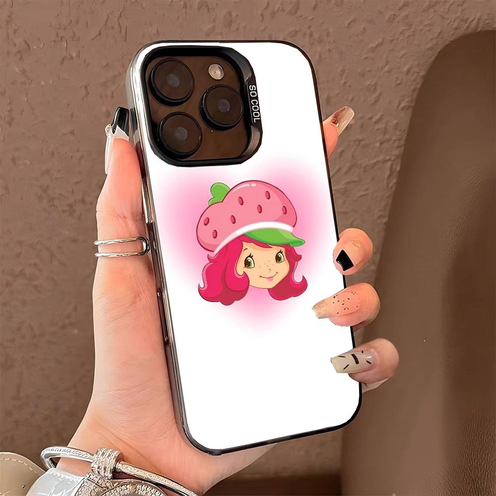 Чехол для телефона Клубничный Ш-Шорткейк для iPhone 17 17Air 16 15 14 13 12 11 Pro Max Plus Цветной Серебристый