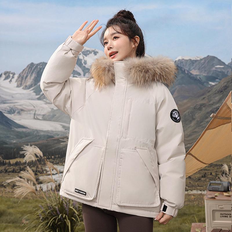 Short Padded Clothes Women's Winter New Hooded Large Fur Collar Thickened Short Women's Jacket Padded Jacket