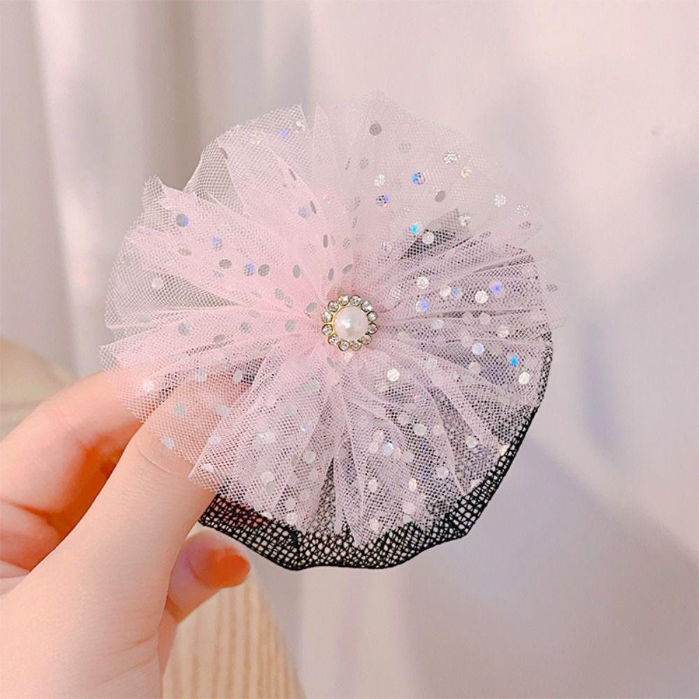 Mesh Snood Spring Clip Princess Sequin Hair Nets Kids Headwear Star Hair Nets Birthday Party