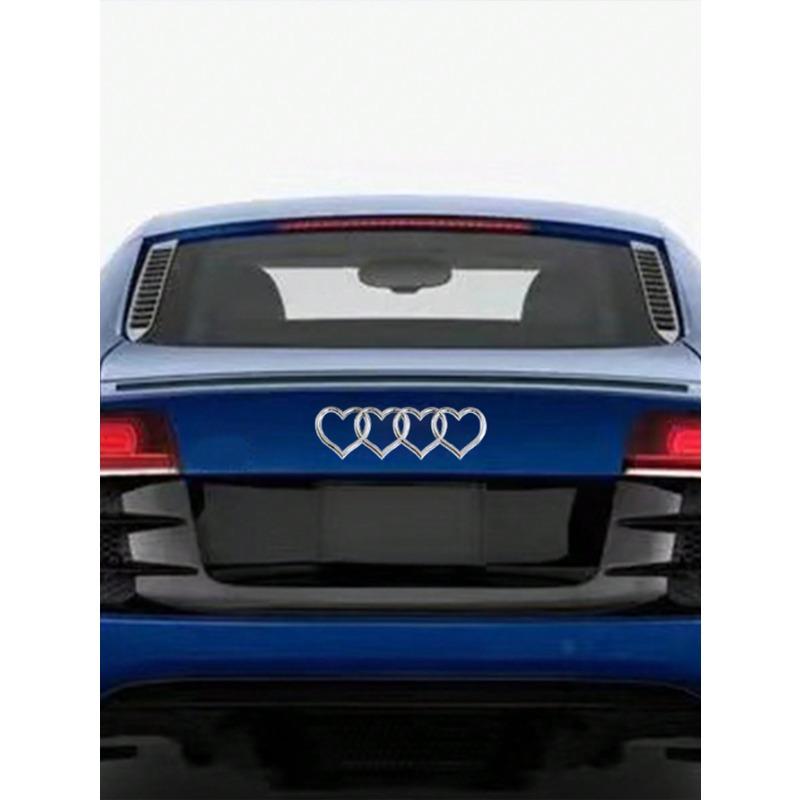 3D Heart Logo Rear Trunk Emblem, ABS Car Badge Decal Sticker 3D Heart Shape Logo Rear Trunk Tail Label Badge Car Replacement