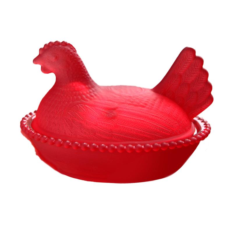 Стеклянное блюдо "Курица на гнезде", Хрустальная конфетница с крышкой в форме курицы, Фруктовница-курица, Тарелка для десертов и закусок, Ретро-миска, Банка