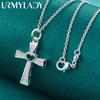 URMYLADY 925 стерлингового серебра крест любовь 16-30 дюймов кулон ожерелье для женщин свадебные модные украшения