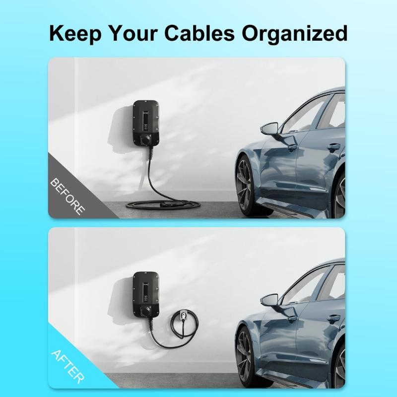 EV Chargers Holder Electric Car Chargers Wall Mount Chargers Station Dock Organizes Cable Safely Secures Plugs Position