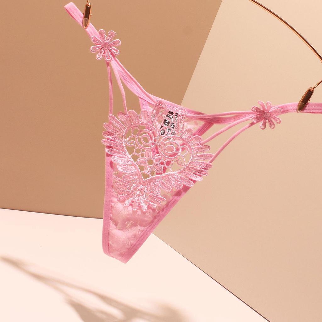 2025 Amorous Red Seamless Transparent Thong - Sexy, Hollow-Outlined T-Pants for Women