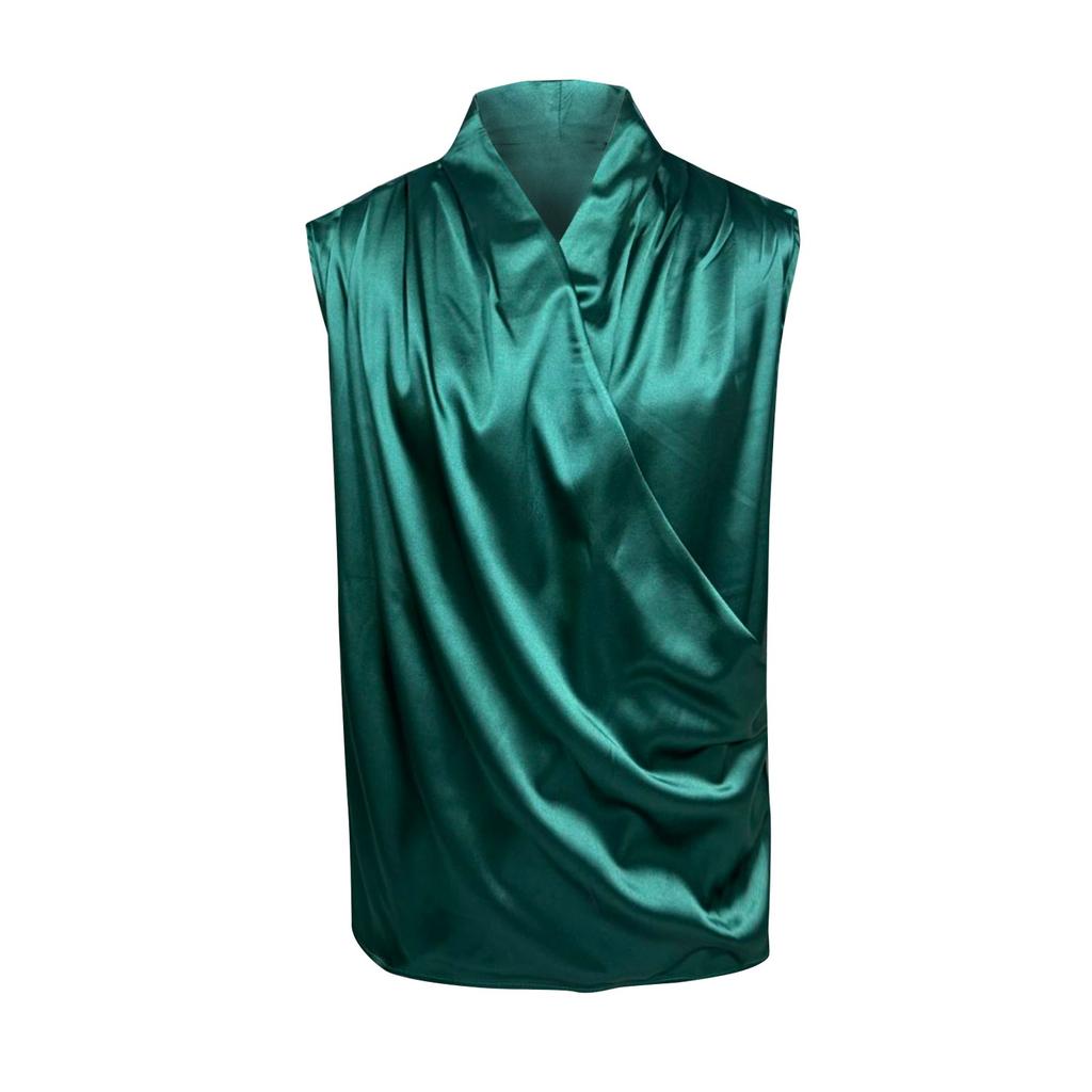 Женский топ-майка без рукавов с плиссировкой