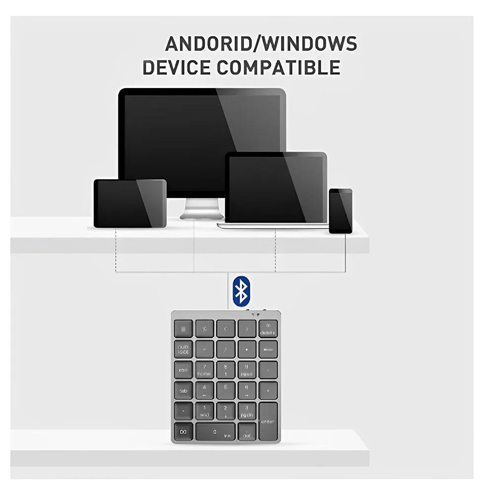 Беспроводная цифровая клавиатура Bluetooth с USB-концентратором, двухрежимная перезаряжаемая цифровая клавиатура для планшетного ноутбука