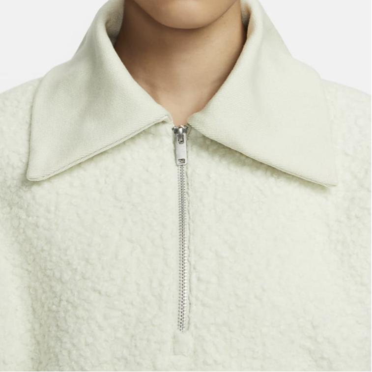 Nike Спортивная одежда, однотонная короткая повседневная толстовка с воротником на молнии и длинными рукавами, женские топы, светло-зеленые FB8786-020