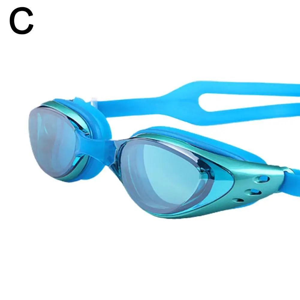 Очки для плавания для взрослых мужчин и женщин, водонепроницаемые и антизапотевающие, с гальваническим покрытием, с большой оправой, очки для плавания T6D3