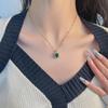 Emerald Tone Light Luxury T-Bag Titanium Steel Necklace - Women's Clavicle Chain with Niche Sweater Style