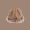 Windproof Fluffy Fur Bucket Hat Wide Brim Winter Fisherman Hat Cute Warm Cap  Woman