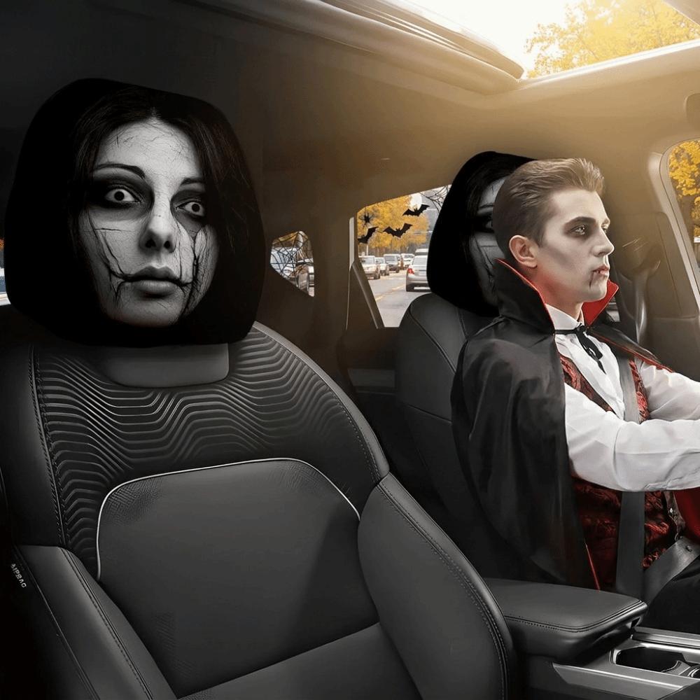 2PCS Elastic Halloween Car Headrest Covers Auto Interior Decoration Cover Decoration