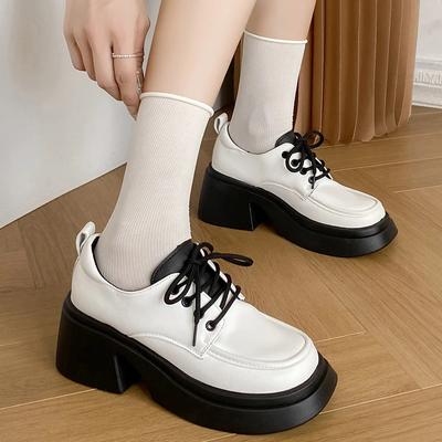 Maogu черные повседневные женские туфли-оксфорды на платформе и каблуках, модные туфли-лодочки 2024 года, женские, осенние, с круглым носком, размер плюс 42