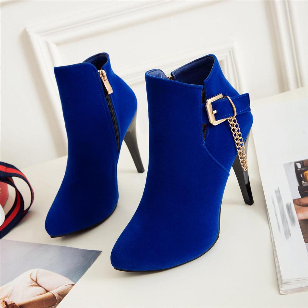 B5/женские короткие сапоги на высоком каблуке, пикантные маленькие однотонные универсальные короткие сапоги на тонком каблуке с острым носком