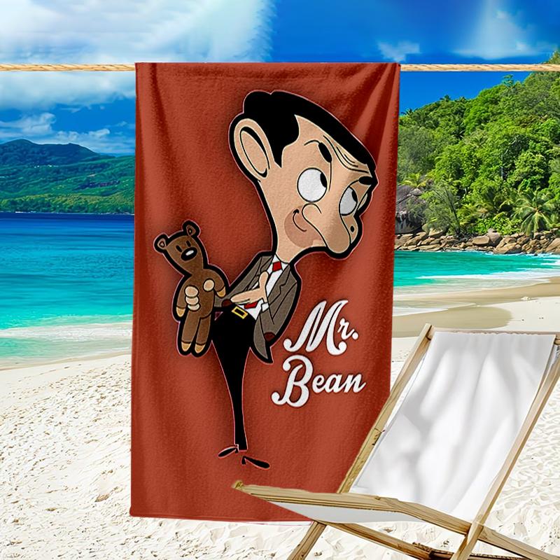 proof beach towel with a Mr. Bean2 pattern - soft,absorbent,quick-drying,machine washable - perfect for swimming,camping,bathing