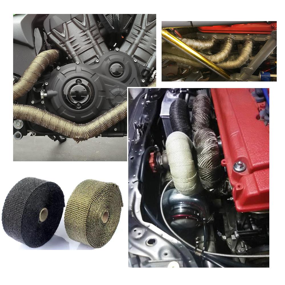 Теплоизоляционная лента для выхлопной трубы мотоцикла Высокотемпературная защита Теплоизоляционная хлопковая термопленка Аксессуары для мотоциклов