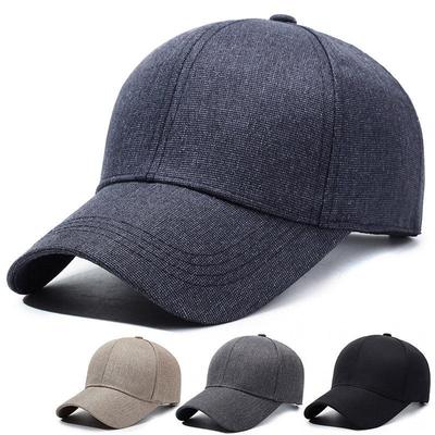 Мужская бейсболка Plus Velvet Striped Baseball Cap — большой размер, дизайн Duckbill, коллекция осень/зима 2024