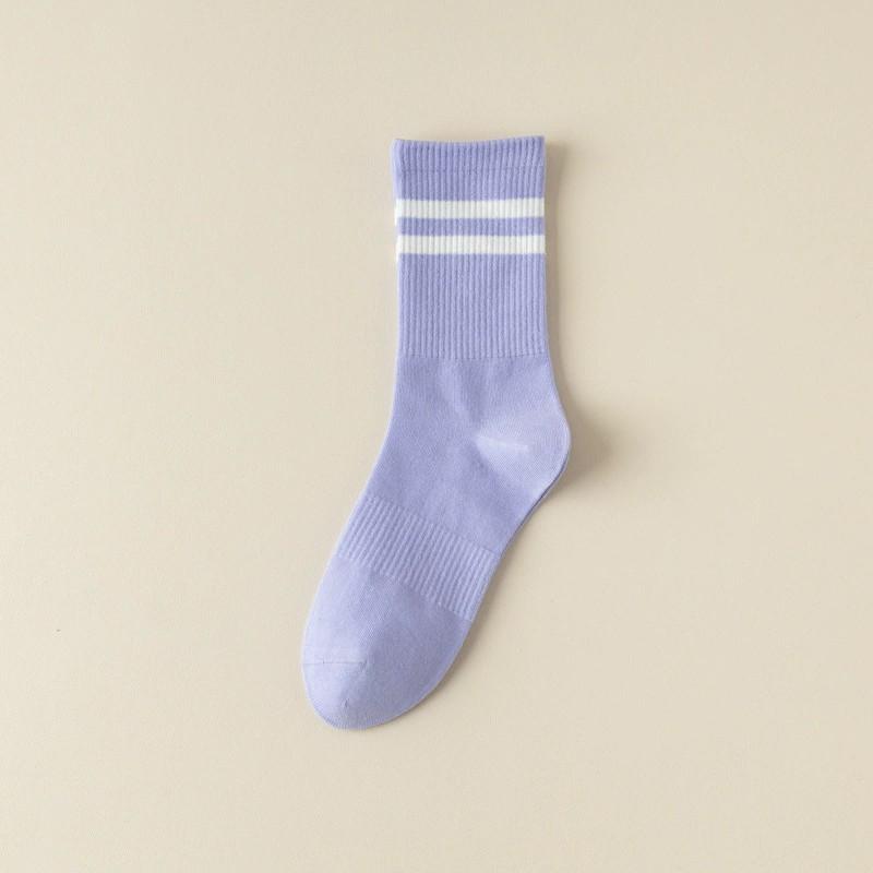 1/8 пары женских полосатых хлопковых носков средней длины для занятий йогой, фитнесом, впитывания пота, воздухопроницаемости, мягкости, комфорта, бега и отдыха