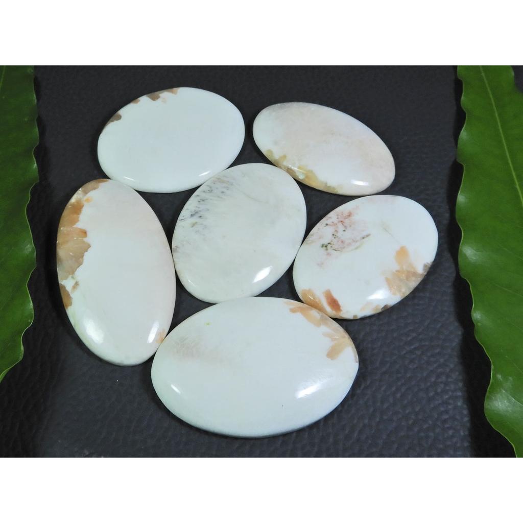 257Cts. Натуральный белый сколецит овальный кабошон рассыпной драгоценный камень 5 шт. лот A-284