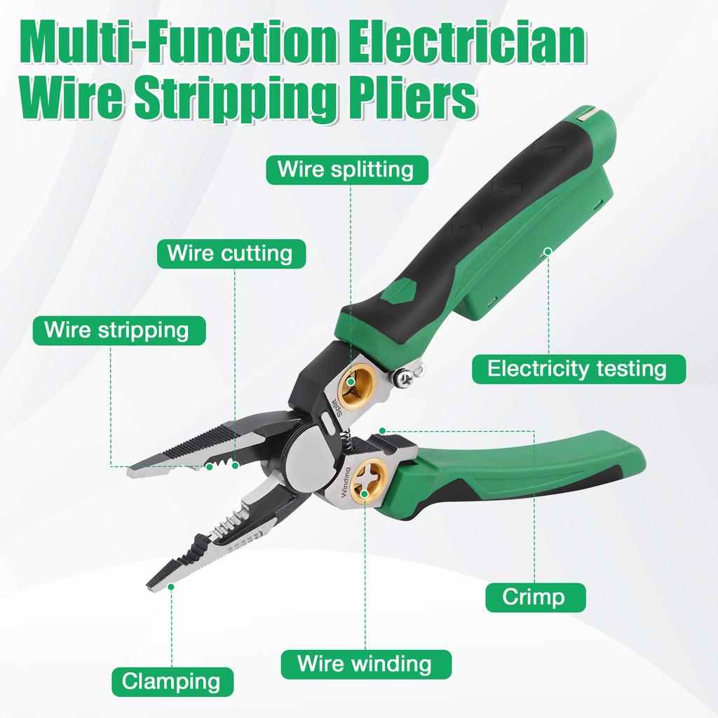 1/2 шт. Инструмент для снятия изоляции 8 в 1 с тестером напряжения Портативный из легированной стали для кабелей Толстый Тонкий