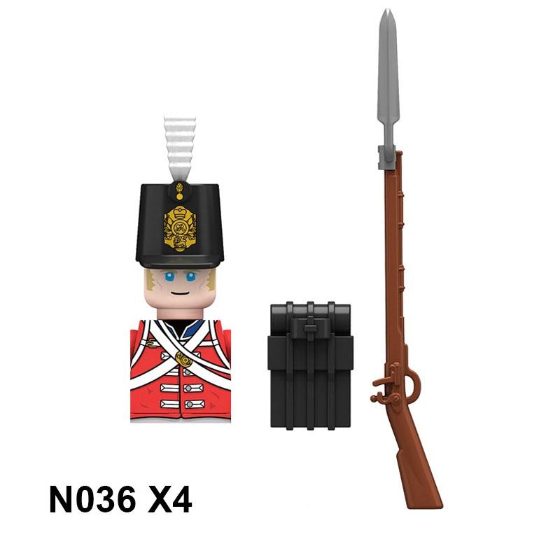 4pcs Military Building Blocks Medieval Knights Duke Marshal Figures Napoleonic Wars Weapons Sword Flags Shoulder Armor Cape Brick MOC