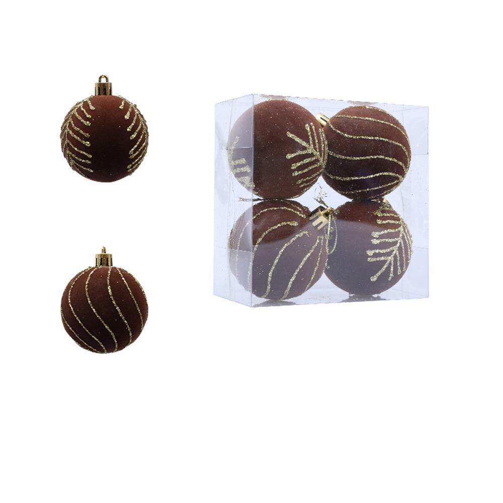 6cm Christmas Balls Set Flocking Shatterproof Xmas Tree Pendants DIY Crafts Christmas Hanging Balls Home Xmas Decor