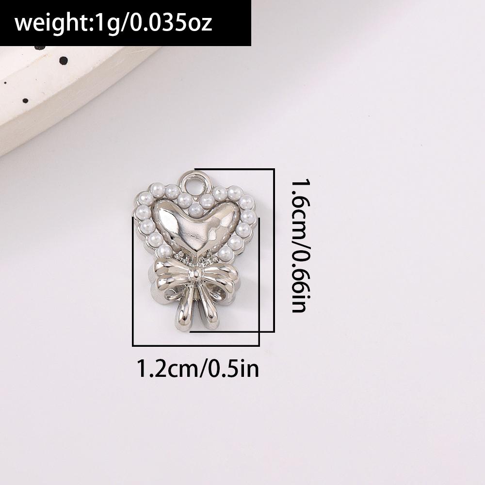 5pcs Cute Love Heart Bowknot Pendant Charms for Jewelry Making Necklace Earrings Bracelet DIY Handmade Accessories
