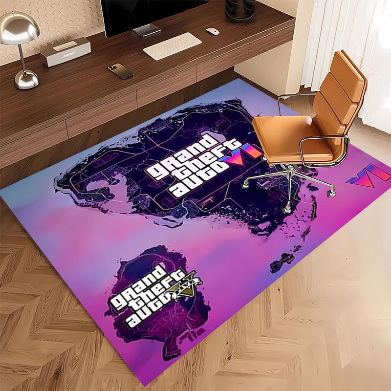 1pc Game Grand Theft Auto Print Area Rug - Soft, Washable Non-Slip Indoor Mat, Living Room, Home Office Decorative Rug,Office Decorative