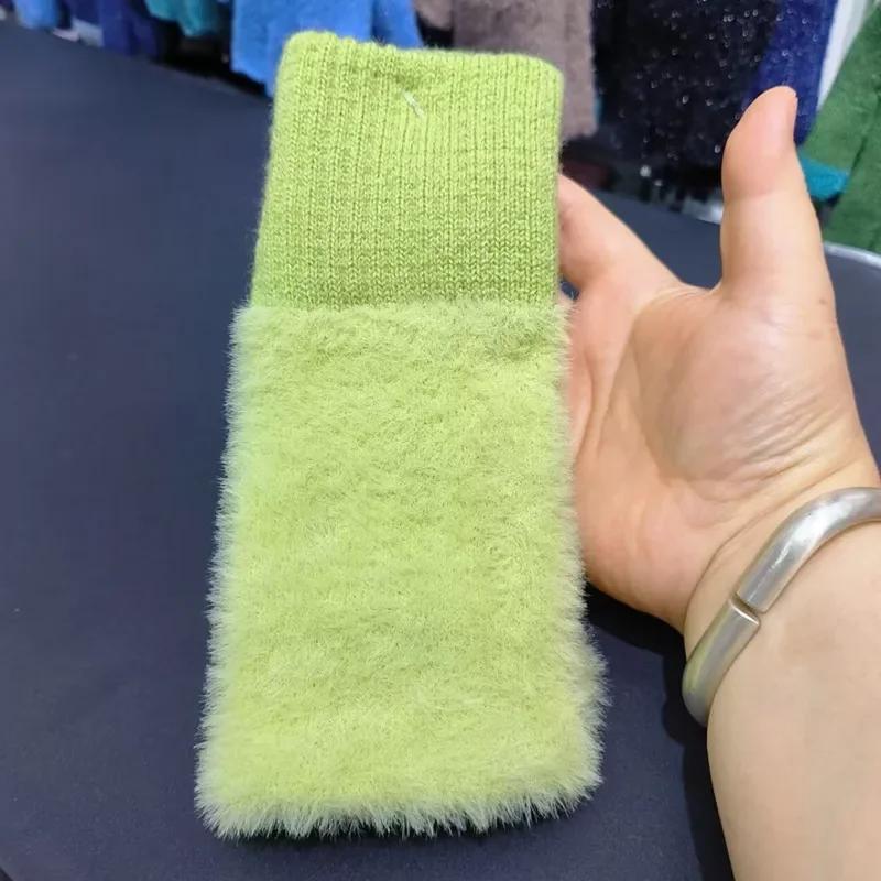 Модные Зимние Сенсорные Плюшевые Теплые Перчатки Женские Мужские Уличные Теплые Эластичные Меховые Варежки Шерстяные Без Пальцев