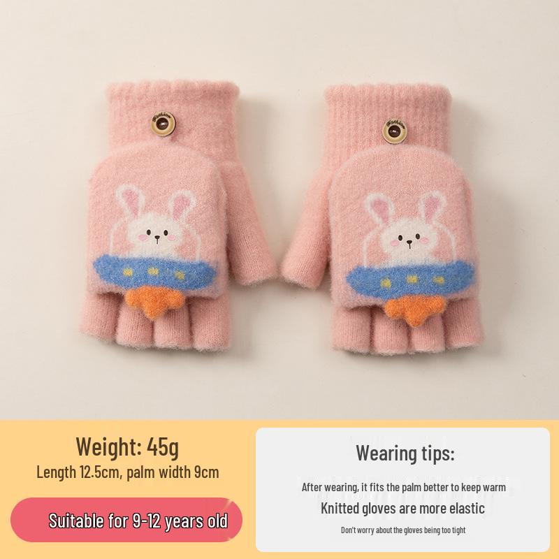 Cozy Cartoon Crocodile Flip-Top Kids' Gloves