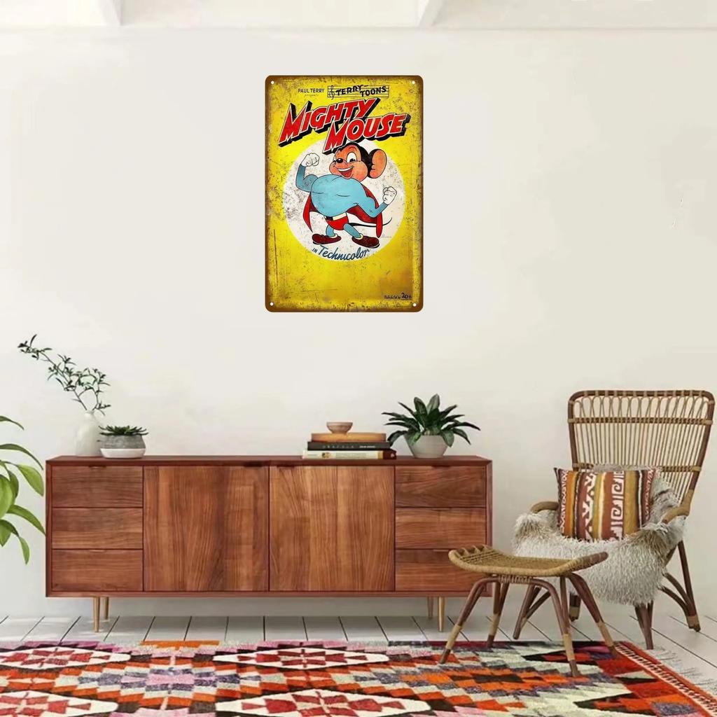 Винтажные металлические знаки с изображением мыши из комиксов, вывески, плакаты, пабы, металлические таблички, ретро-детские комнаты, домашняя спальня, гостиная, настенное искусство, декор