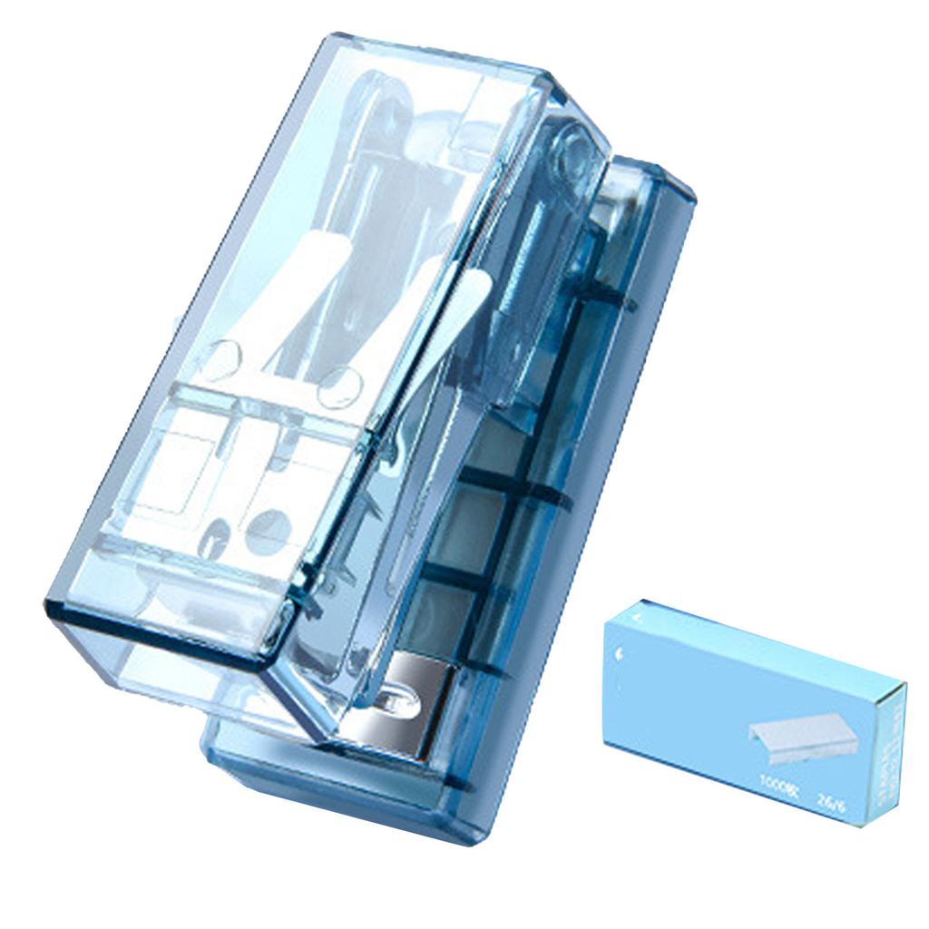 Мини-степлер, симпатичный, портативный, полупрозрачный, стальной, экономит усилия, офисный настольный степлер для