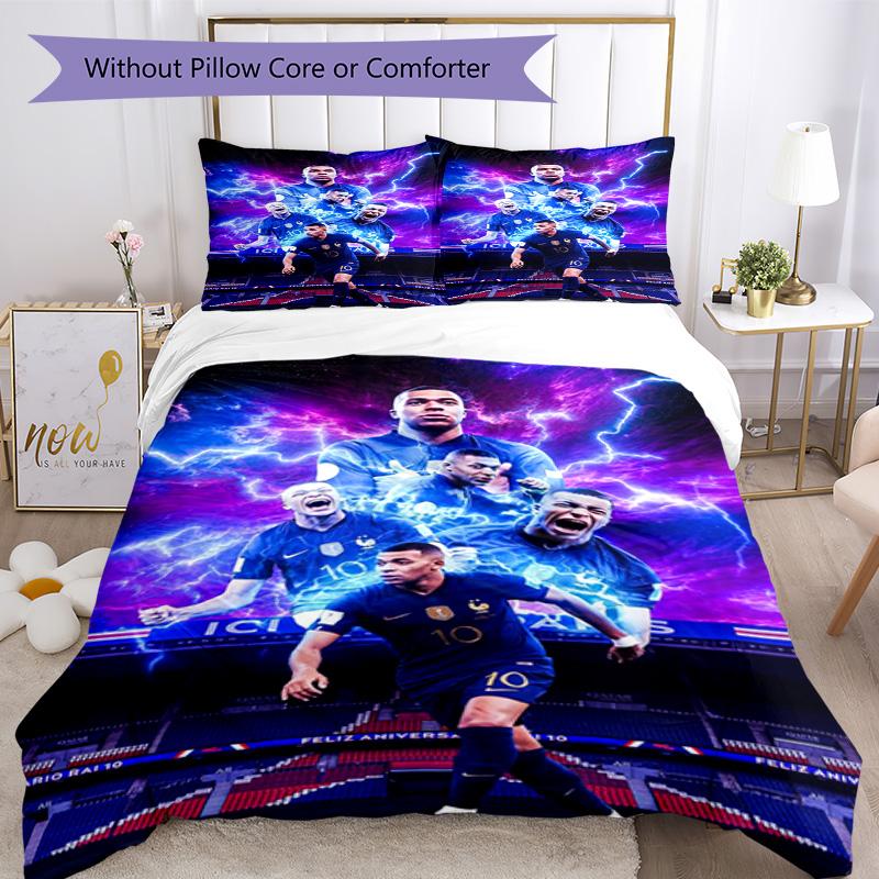 Star Player Kylian Mbappé Bedding Set Perfect for Bedrooms Soft Fabric Perfect Gift for Friends Family