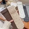 Женские Осенне-Зимние Французские Цветочные Носки из Чистого Хлопка до Середины Икры