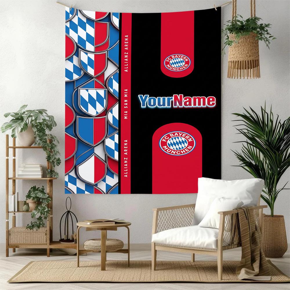 Fc Bayern Mnchen Custom Your Name Wall Decor Tapestry Art For Pet Memorial Birthdaywedding Party Backdrop Family Gift